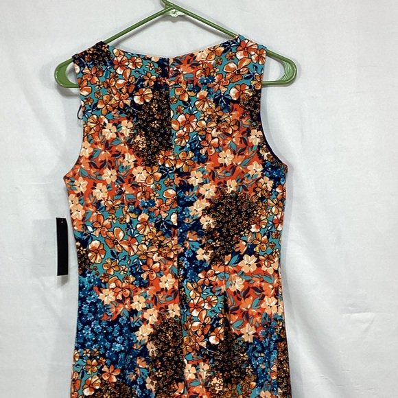 NWT EnRevelry Size 8 Blue and Orange Floral Midi Dress - Picture 6 of 12